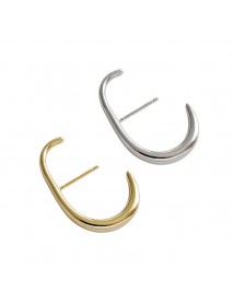Simple Letter C Shape New 925 Sterling Silver Stud Earrings