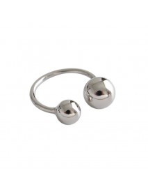 Simple Mother Child Balls 925 Sterling Silver Adjustable Ring