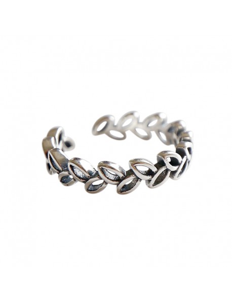 Vintage Hollow Leaves Branch 925 Sterling Silver Adjustable Ring