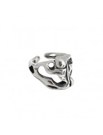 Vintage Hollow Skull Head 925 Sterling Silver Adjustable Ring