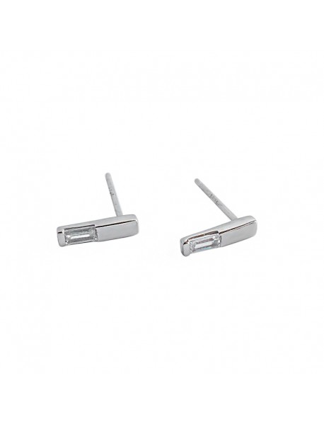 Geometry CZ Strip 925 Sterling Silver Stud Earrings