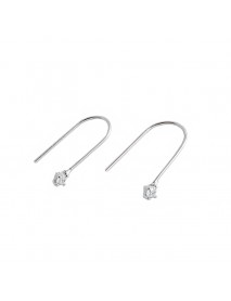 Simple U Shape CZ 925 Sterling Silver Dangling Earrings