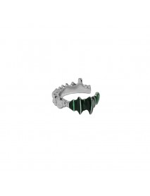 Green Epoxy Serpentine 925 Sterling Silver Non-Pierced Earring(Single)