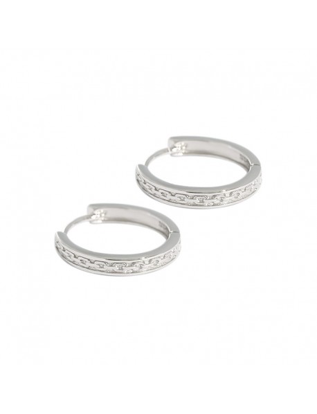 Casual Chain Pattern 925 Sterling Silver Huggie Hoop Earrings