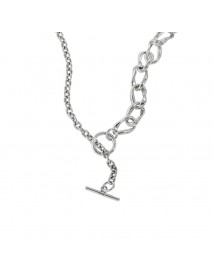 Asymmetry No Plating OT Lock Chain 925 Sterling Silver Necklace