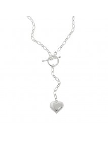 Women OT Shape Heart Tassels 925 Sterling Silver Necklace