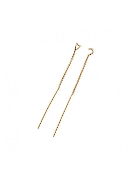 Asymmetry Geometry Triangle Tassels 925 Sterling Silver Thread Dangling Earrings