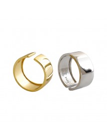 Minimalist Wide Smooth 925 Sterling Silver Adjustable Ring