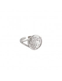 Office Portrait Coin Round 925 Sterling Silver Adjustable Ring