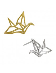 Girl Hollow Thousand Paper Cranes 925 Sterling Silver Stud Earrings