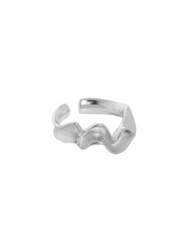 Casual Irregular Wave 925 Sterling Silver Adjustable Ring