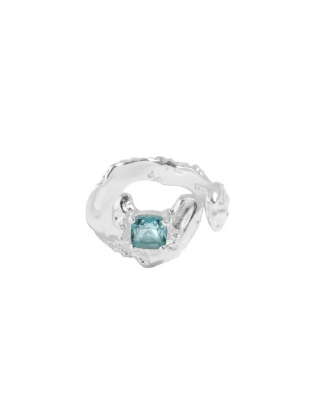 Sale Square Green CZ Irregular 925 Sterling Silver Adjustable Ring