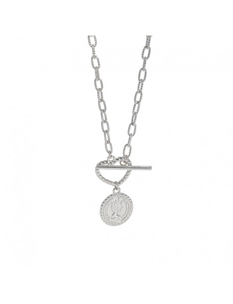 Women Portrait Coin OT 925 Sterling Silver Necklace