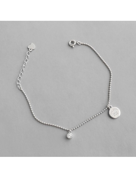 Girl CZ Love Letters 925 Sterling Silver Bracelet