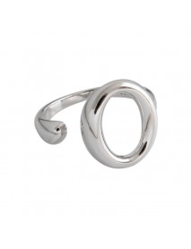 Simple Hollow Geometry Circle 925 Sterling Silver Adjustable Ring