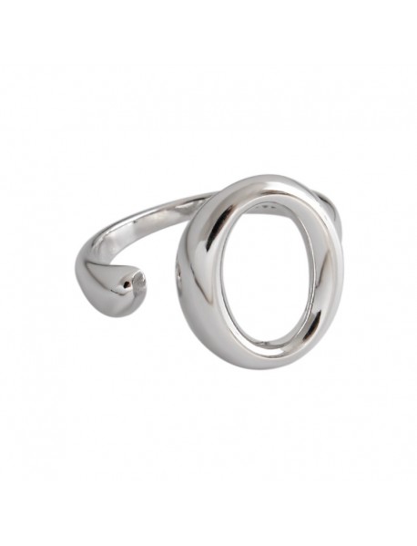 Simple Hollow Geometry Circle 925 Sterling Silver Adjustable Ring