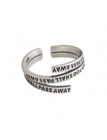 Vintage Multi Layers Letters 925 Sterling Silver Adjustable Ring