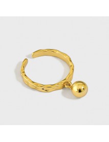Girl Round Ball Bell 925 Sterling Silver Adjustable Ring