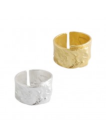 Men's Irregular Wide Geometry 925 Sterling Silver Adjustable Ring