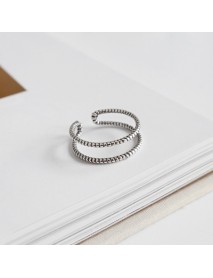 Vintage Double Layers Twisted 925 Sterling Silver Adjustable Ring
