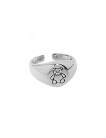 Vintage Cute Bear 925 Sterling Silver Adjustable Ring