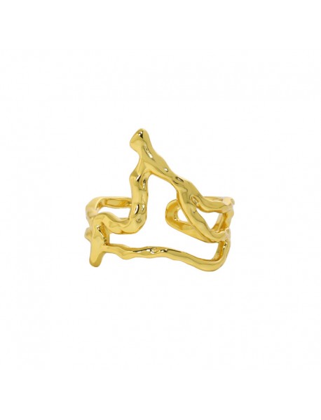 Fashion Irregular Hollow Flame 925 Sterling Silver Adjustable Ring