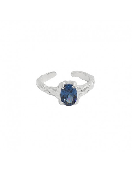 Elegant Oval Blue CZ New 925 Sterling Silver Adjustable Ring