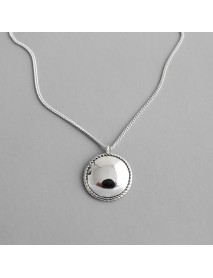 Vintage Geometry Twisted Round 925 Sterling Silver Necklace