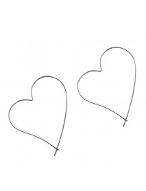 Simple Hollow Big Heart 925 Sterling Silver Hoop Earrings