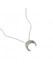 Women Crescent Moon 925 Sterling Silver Necklace