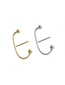 Fashion Beads C Shape New 925 Sterling Silver Stud Earrings