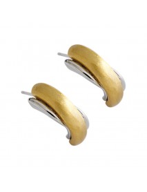 Geometry Irregular Semicircle 925 Sterling Silver Hoop Earrings