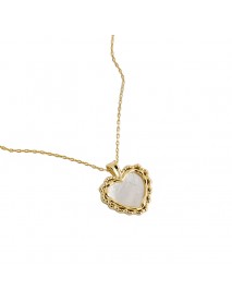 Anniversary Mother of Shell Heart 925 Sterling Silver Necklace