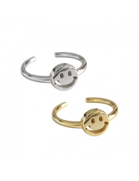 Cute Smile Face 925 Sterling Silver Adjustable Ring