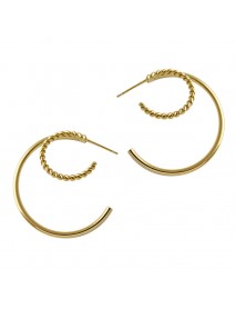 Fashion Double Layers Twisted 925 Sterling Silver Hoop Earrings