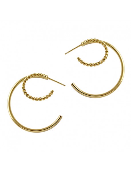 Fashion Double Layers Twisted 925 Sterling Silver Hoop Earrings