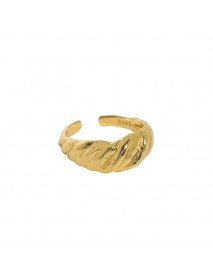 Simple Twisted Wide Office 925 Sterling Silver Adjustable Ring