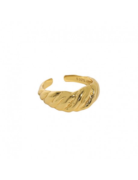 Simple Twisted Wide Office 925 Sterling Silver Adjustable Ring