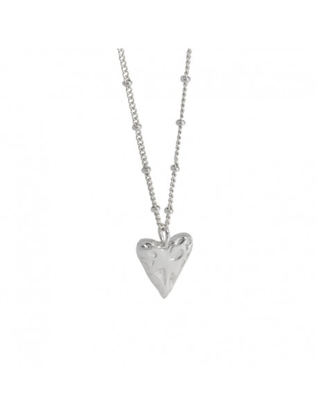 Women Irregular Love Heart 925 Sterling Silver Necklace