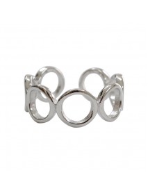 Fashion Hollow Circles Geometry 925 Sterling Silver Adjustable Ring