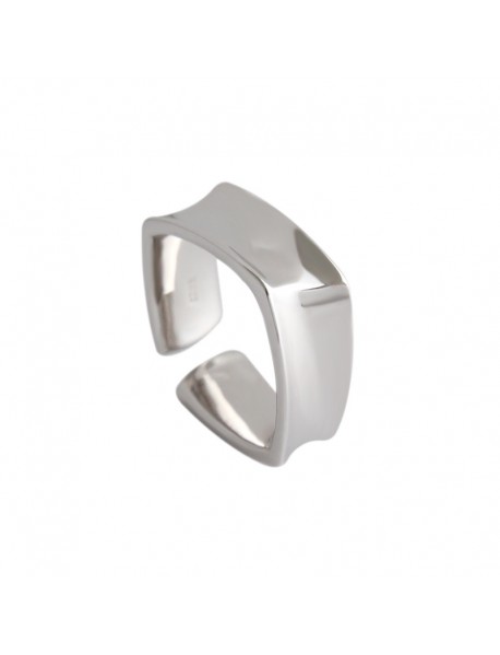 Simple Geometry Twisted Square 925 Sterling Silver Adjustable Ring