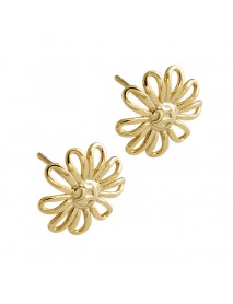 Girl Hollow Sunflower 925 Sterling Silver Stud Earrings