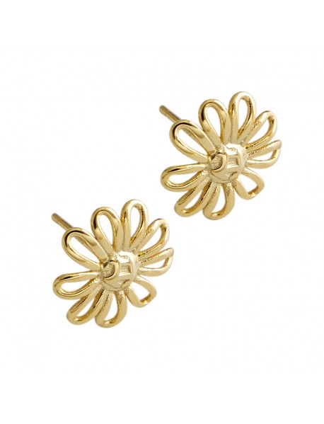 Girl Hollow Sunflower 925 Sterling Silver Stud Earrings