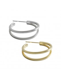 Minimalist Hollow Double Layer 925 Sterling Silver Hoop Earrings