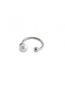 Fashion Round Shell Pearl 925 Sterling Silver Non-Pierced Earring(Single)