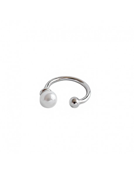 Fashion Round Shell Pearl 925 Sterling Silver Non-Pierced Earring(Single)