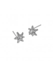 Cute Mini CZ Starfish 925 Sterling Silver Stud Earrings