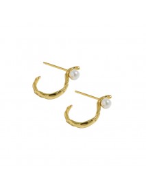 Women S Shape Round Shell Pearl 925 Sterling Silver Hoop Earrings