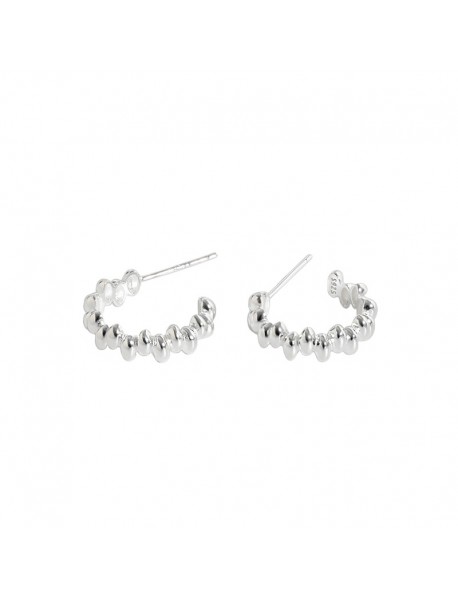 Fashion Beads Bubbles Circle 925 Sterling Silver Hoop Earrings