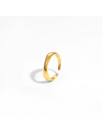 Simple Wave Irregulae Office 925 Sterling Silver Adjustable Ring